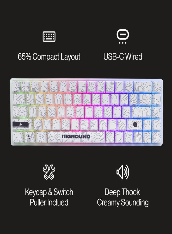 Higround SNOWSTONE Trailhead 65% Mechanical USB Wired Gaming Keyboard, TTC Linear Custom Switches, Programable RGB, Hot-Swappable, Deep Thock Creamy Sounding PC Keyboard, Pre-lubed, 100% Anti-ghosting - Image 4