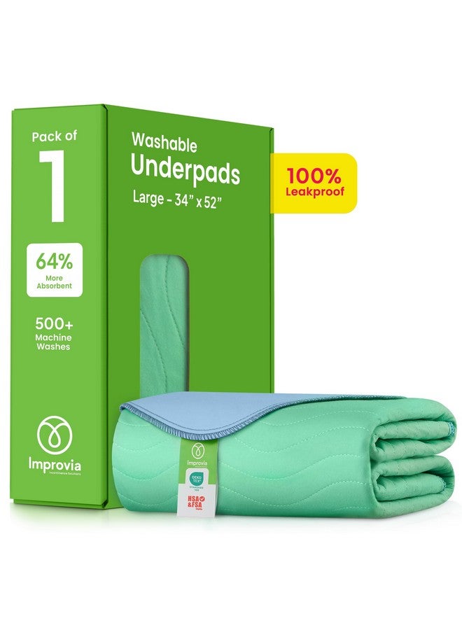 Improvia IMPROVIA® Washable Underpads, 34" x 52" (1 Pack) - Heavy Absorbency Reusable Incontinence Pads for Kids, Adults, Elderly, and Pets - Waterproof Protective Pad for Bed, Couch, Sofa, Furniture, Floor  - Image 1