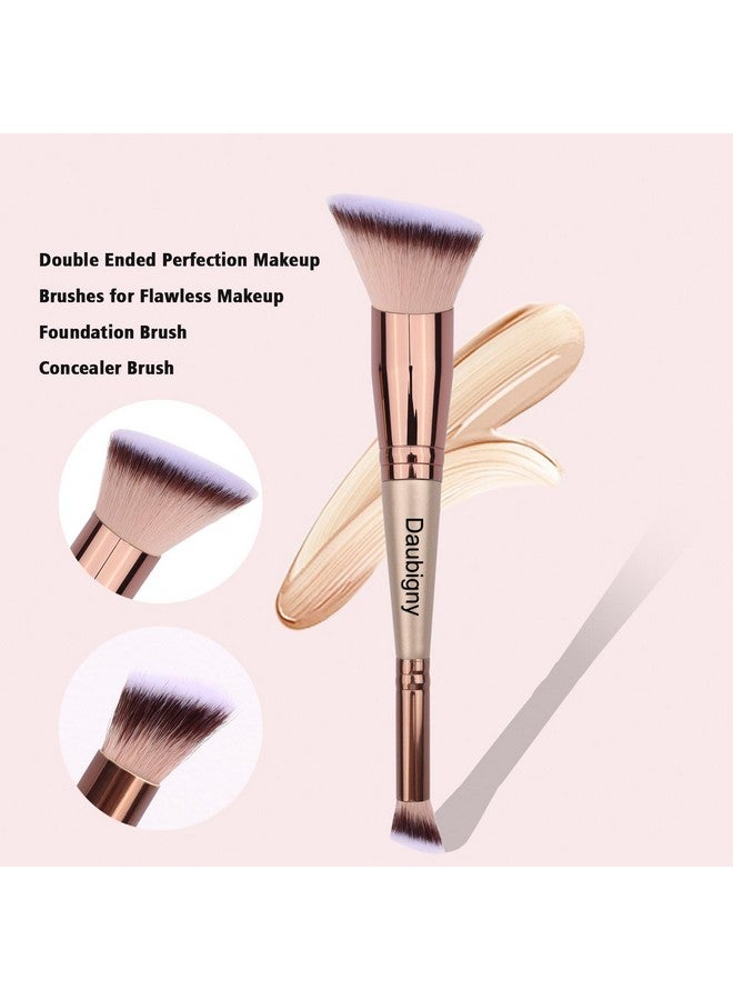 Daubigny Makeup Brushes Dualended Angled Foundation Brush Concealer Brush Perfect For Any Look Premium Luxe Hair Rounded Taperd Flawless Brush Ideal For Liquidcreampowder Blending - Image 5