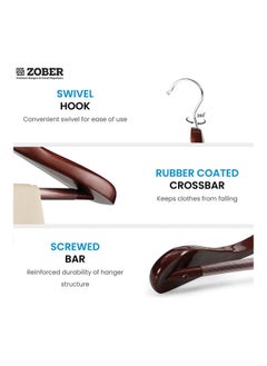 ZOBER 6-Piece High Grade Wide Shoulder Wooden Hanger Brown  - Image 5