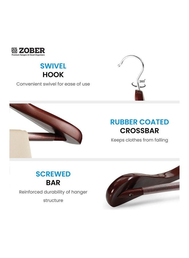 ZOBER 6-Piece High Grade Wide Shoulder Wooden Hanger Brown  - Image 5