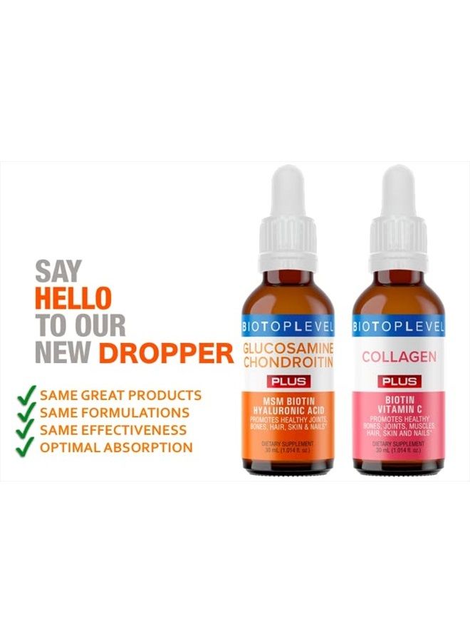 BIOTOPLEVEL Best Combination (Bundle) for The Good Health of Joints, Bones, Muscles, Hair, Skin and Nails - Glucosamine, Chondroitin, Collagen, Biotin, Hyaluronic Acid, MSM and Vitamin C - Image 2