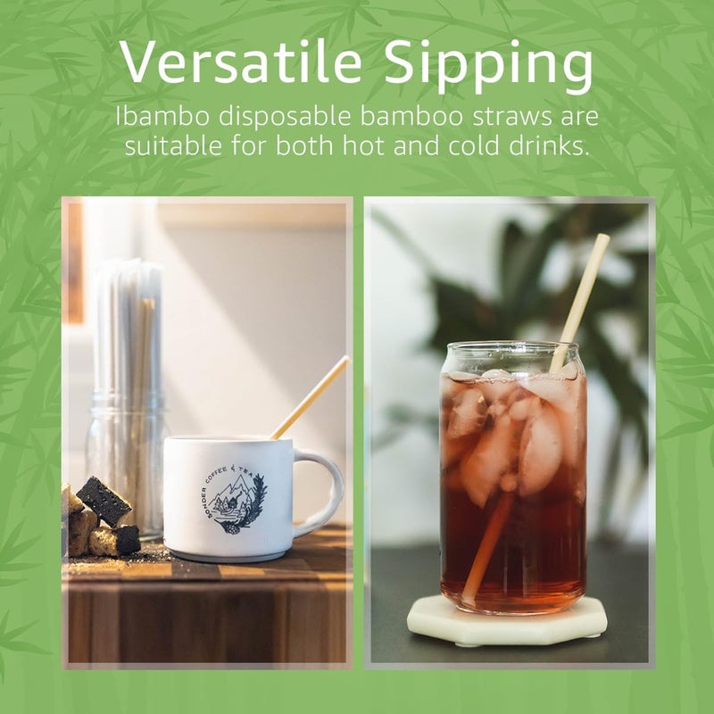 Ibambo Powder Bamboo Straws (250-Pack) - 7.88"" Disposable Straws Individually Wrapped | 100% Compostable | Durable & Biodegradable | Made for Hot & Cold Drinks | Perfect for Weddings  Parties & Events - Image 5