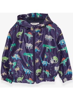 Breeze Boy Raincoat Colorful Dinosaur Patterned 1-5 Years, Navy Blue  - Image 1