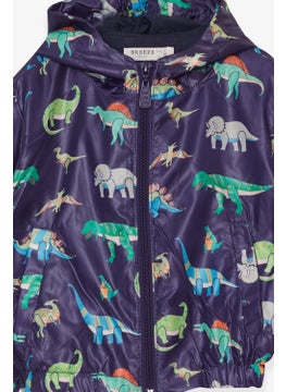 Breeze Boy Raincoat Colorful Dinosaur Patterned 1-5 Years, Navy Blue  - Image 5