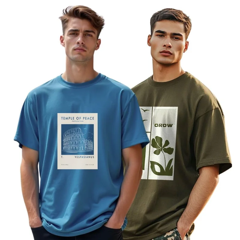 NOBERO Men's Graphic Print Oversized T-Shirt