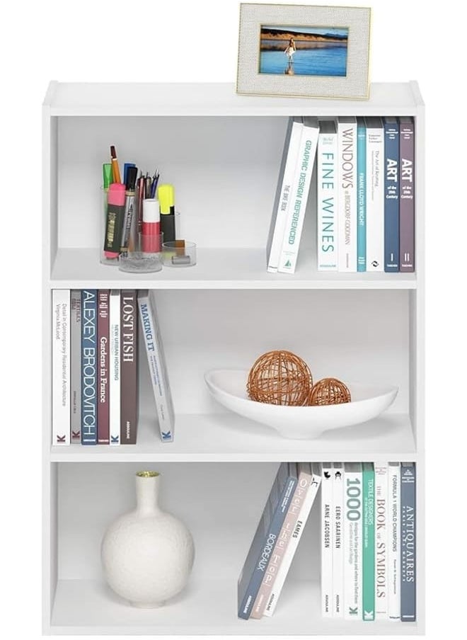 مودرن هوم مكتبة مفتوحة بثلاثة رفوف - عرض 80 سم، تصميم هندسي من الخشب الأبيض الصلب.  - Image 3