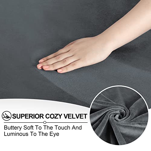 FestiCorp 4 Piece Velvet Sofa Cover, Couch Covers for 3 Cushion Sofas with Cushions, Stretch Slipcovers Thick Furniture Protector Dogs Pets, Sofa, Grey - Image 3