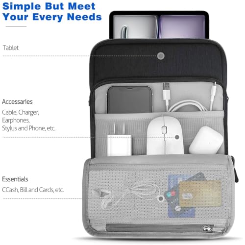 Dadanism 13.3 Inch Tablet Sleeve Shoulder Bag Carrying Case for iPad Pro 13" M4 2024, iPad Air 13", iPad Pro 12.9", Galaxy Tab S10+ Plus/S9 FE+/S9+ Plus 12.4", reMarkable Paper Pro 11.8", Black Gray - Image 3
