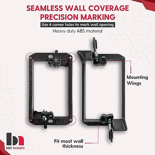 Best Mounts 2 Pack Wall Plate Cable Pass Through with Bracket - In Wall Cable Management Kit - Recessed Cable Wall Plate Pair with Single Gang Low Voltage Mounting Bracket - Decorator Cover for Low Voltage Cables - Image 3