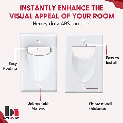 Best Mounts 2 Pack Wall Plate Cable Pass Through with Bracket - In Wall Cable Management Kit - Recessed Cable Wall Plate Pair with Single Gang Low Voltage Mounting Bracket - Decorator Cover for Low Voltage Cables - Image 5