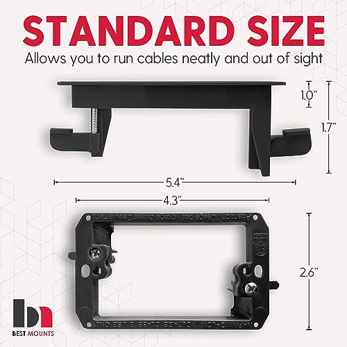 Best Mounts 2 Pack Wall Plate Cable Pass Through with Bracket - In Wall Cable Management Kit - Recessed Cable Wall Plate Pair with Single Gang Low Voltage Mounting Bracket - Decorator Cover for Low Voltage Cables - Image 2