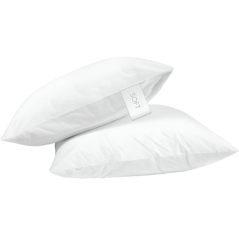 Digital Decor 100% Cotton Luxury Hotel Pillows Standard Size Set of 2, Cooling Down Alternative Bed Pillows for Sleeping, Hypoallergenic Soft Pillows for Side & Back Sleepers, Made in USA, 26" x 20" - Image 1
