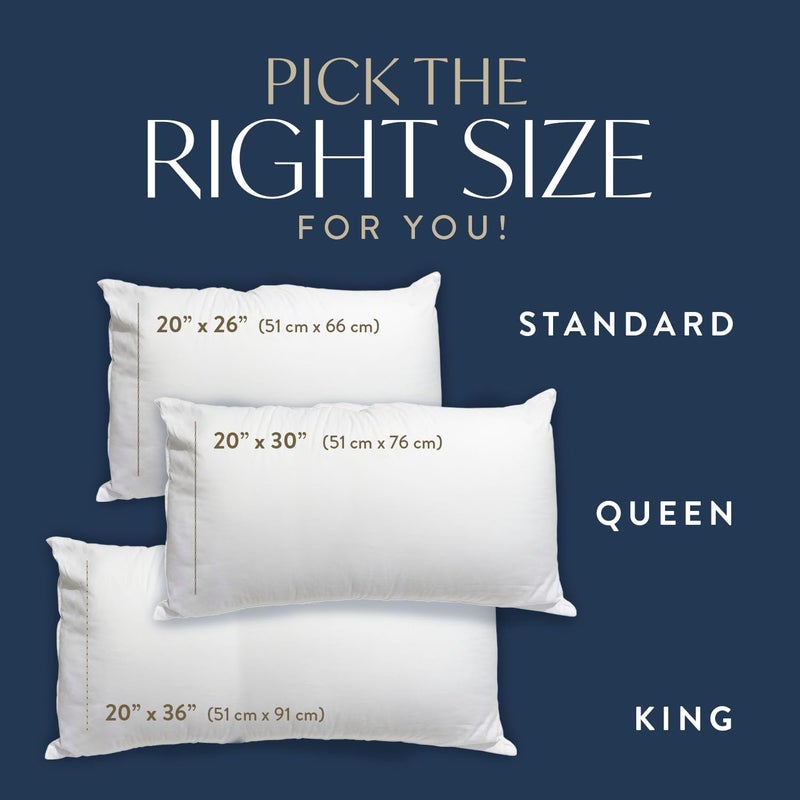 Digital Decor 100% Cotton Luxury Hotel Pillows Standard Size Set of 2, Cooling Down Alternative Bed Pillows for Sleeping, Hypoallergenic Soft Pillows for Side & Back Sleepers, Made in USA, 26" x 20" - Image 5