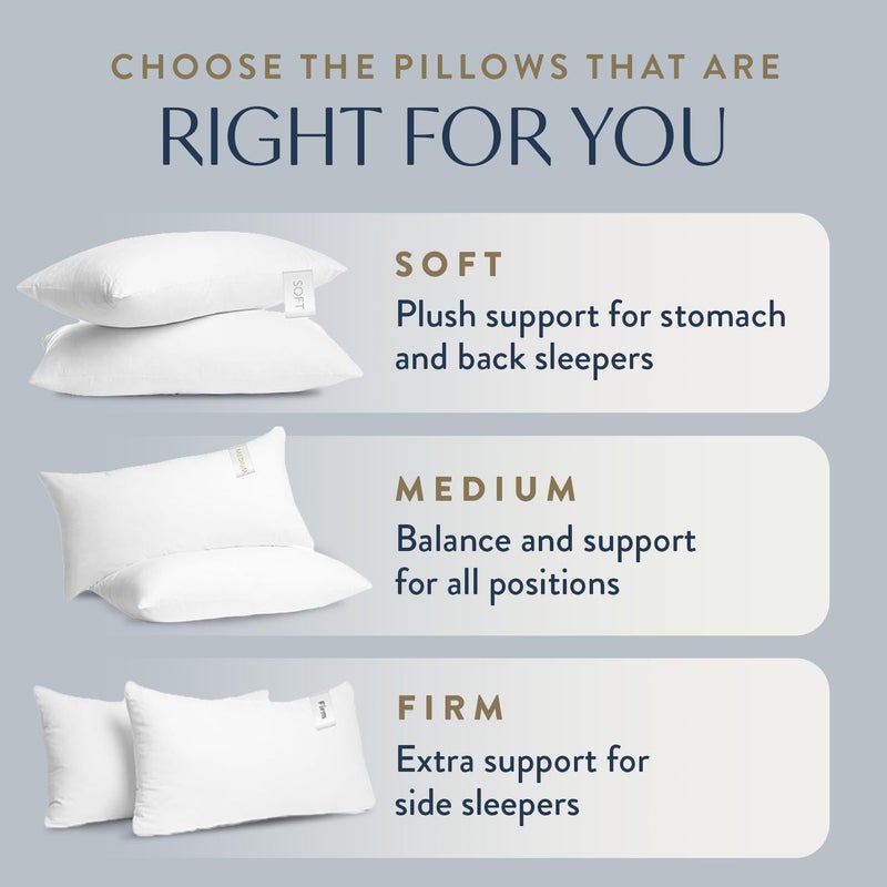 Digital Decor 100% Cotton Luxury Hotel Pillows Standard Size Set of 2, Cooling Down Alternative Bed Pillows for Sleeping, Hypoallergenic Soft Pillows for Side & Back Sleepers, Made in USA, 26" x 20" - Image 3