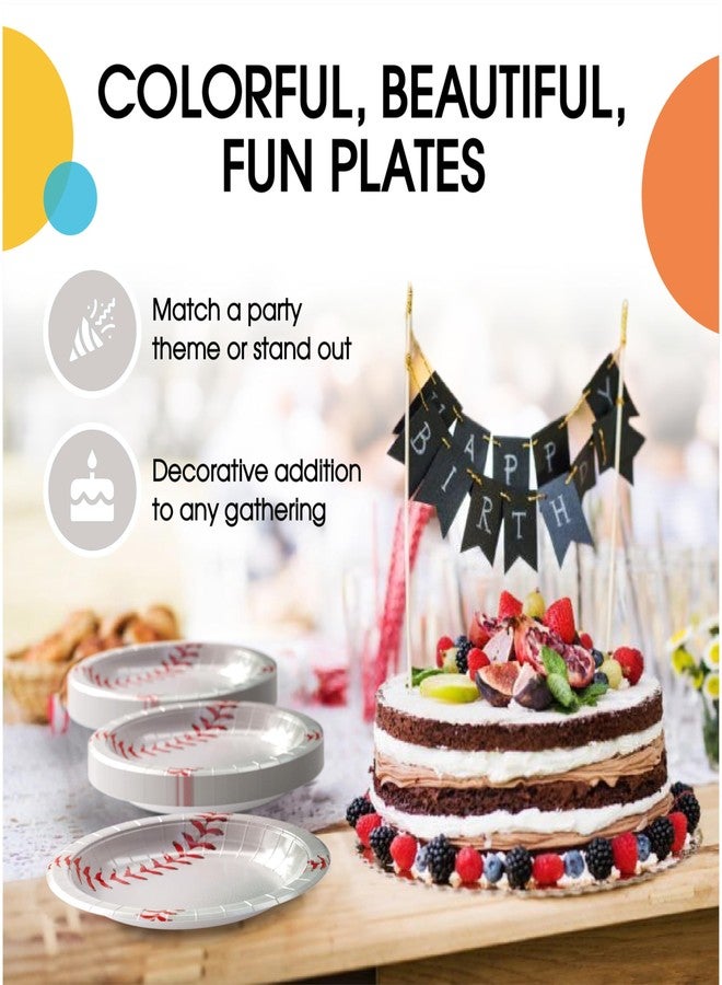 Party Solids أطباق بيسبول ورقية ثقيلة 10 بوصة للأحزاب 120 قطعة 350 جرام/متر مربع، زينة حفلات الأولاد لعيد ميلاد الأولاد وزينة عيد الميلاد الرياضية - Image 5