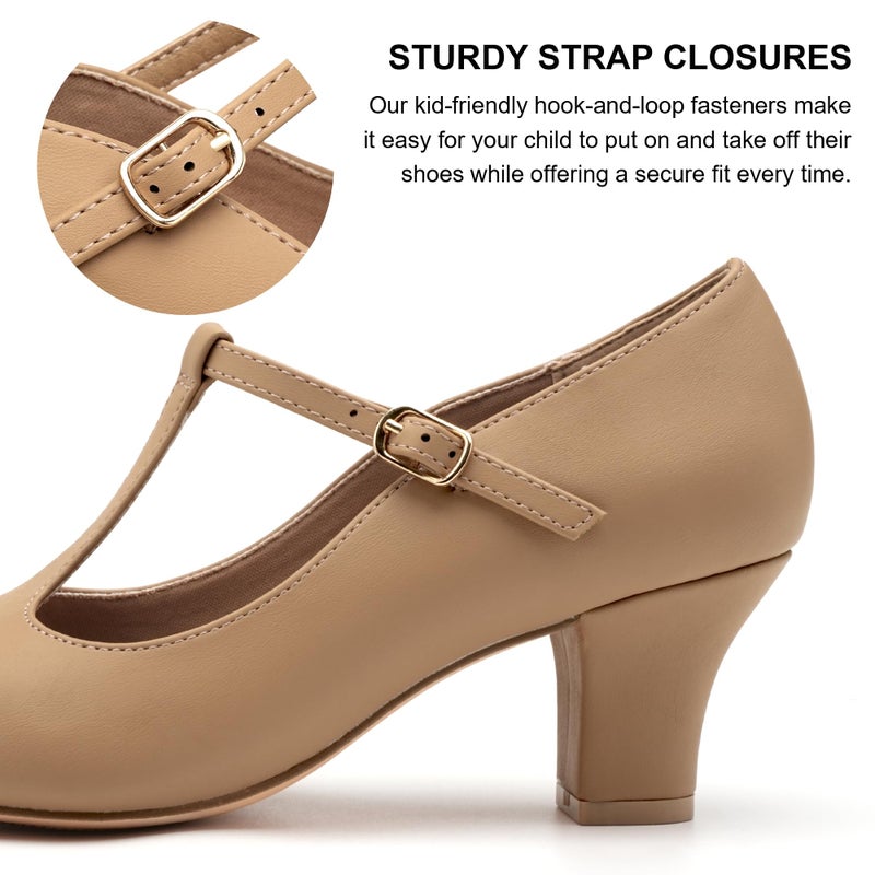 Stelle 2.5" Character Shoes for Women T-Strap Dance Heels for Ballroom Salsa Tango Wedding Flamenco Latin (2.5" Tan,8MW) - Image 4