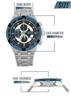 JoeFox Mens Big Face Watch Stainless Steel Waterproof Date Quartz Watch Fashion Business Wrist Watch for Men Fashion Watch Silver Blue  - Image 2