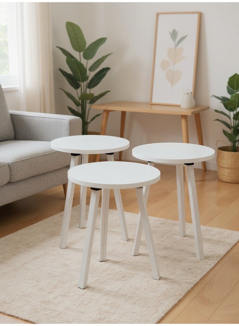 Living Modern Nesting Round Wooden Table Set (3 Pieces) – Versatile Design - Image 1
