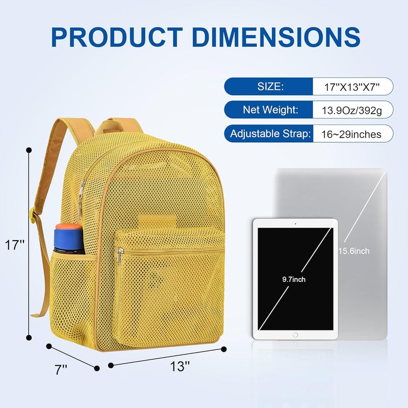 USPECLARE Heavy Mesh Backpack with Rain Cover,See Through Mesh Backpack for School,Beach,Gym,Swimming Equipment,Outdoor Sports - Image 2