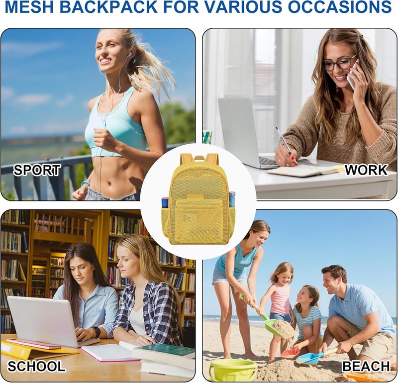 USPECLARE Heavy Mesh Backpack with Rain Cover,See Through Mesh Backpack for School,Beach,Gym,Swimming Equipment,Outdoor Sports - Image 5