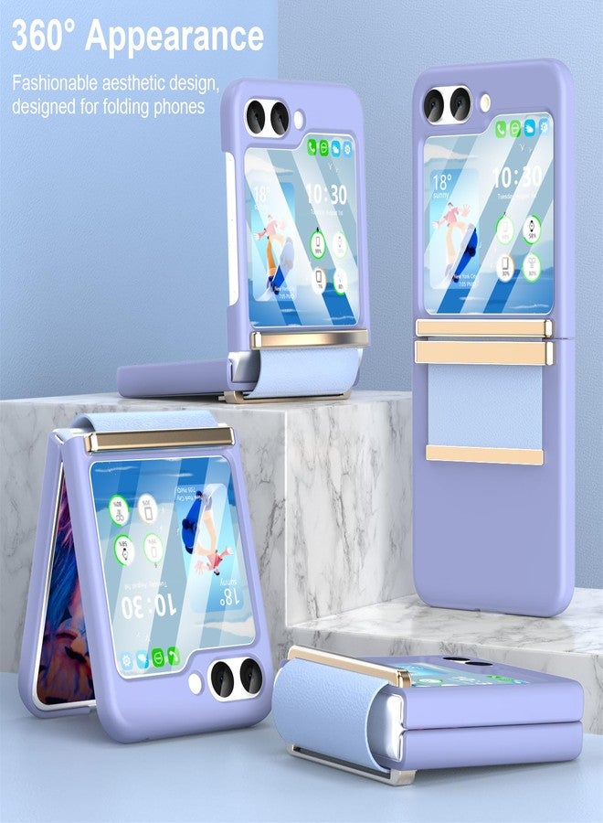 WATACHE Phone Case Compatible for Samsung Galaxy Z Flip 6 with Hinge Protection, Flip 6 Plating Metal Design Shockproof Full Body Protective Phone Case Cover for Galaxy Z Flip 6 5G(Purple) - Image 2