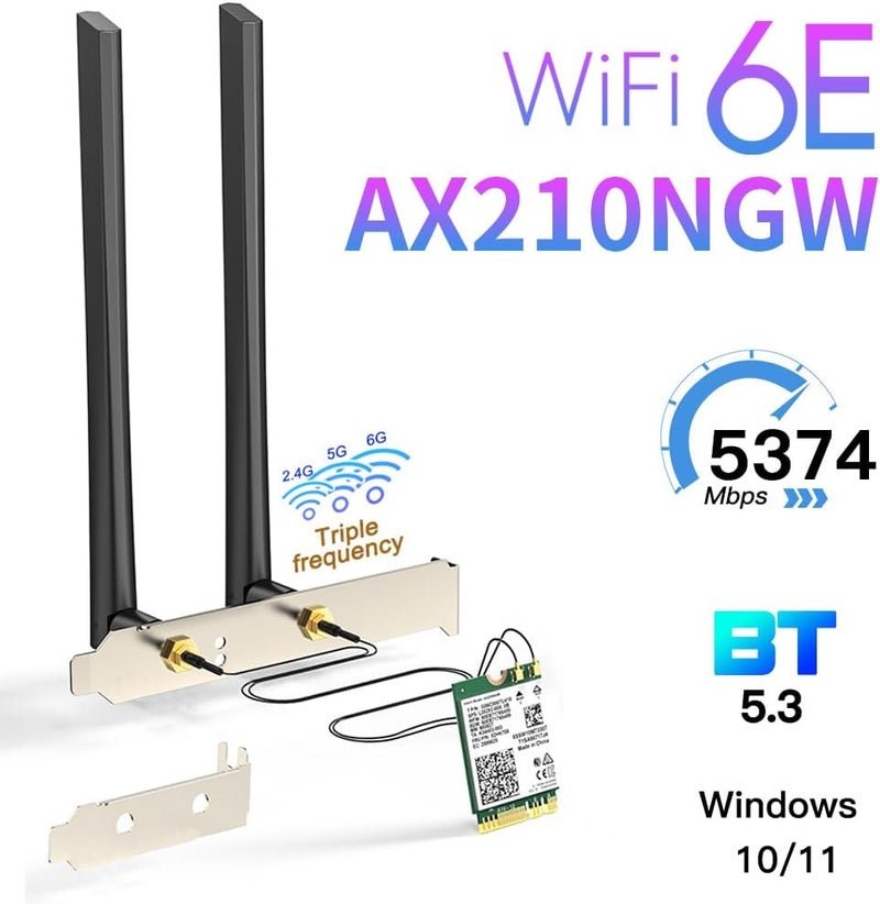 REKONG بطاقة واي فاي AX210 6E M.2 NGFF مجموعة سطح المكتب المصغرة محول 6GHz BT5.2 لاسلكي 802.11ax 5400Mbps 2.4Ghz 5Ghz دعم OFDMA MU-MIMO AX210NGW بطاقة شبكة جيجابت - Image 2