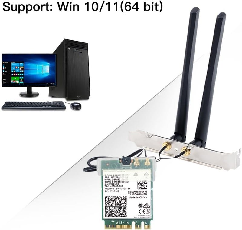 REKONG بطاقة واي فاي AX210 6E M.2 NGFF مجموعة سطح المكتب المصغرة محول 6GHz BT5.2 لاسلكي 802.11ax 5400Mbps 2.4Ghz 5Ghz دعم OFDMA MU-MIMO AX210NGW بطاقة شبكة جيجابت - Image 4