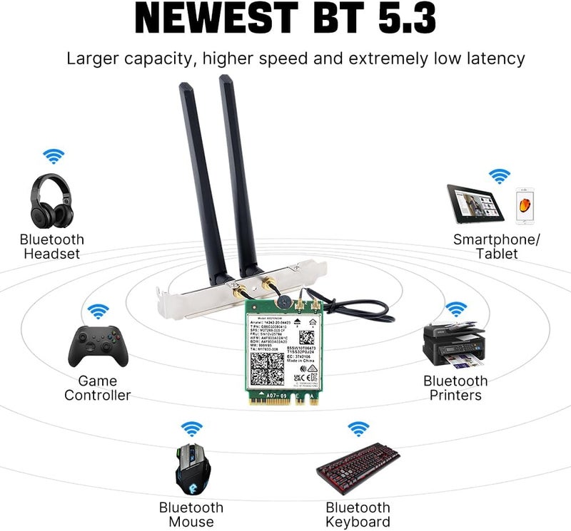 REKONG بطاقة واي فاي AX210 6E M.2 NGFF مجموعة سطح المكتب المصغرة محول 6GHz BT5.2 لاسلكي 802.11ax 5400Mbps 2.4Ghz 5Ghz دعم OFDMA MU-MIMO AX210NGW بطاقة شبكة جيجابت - Image 5