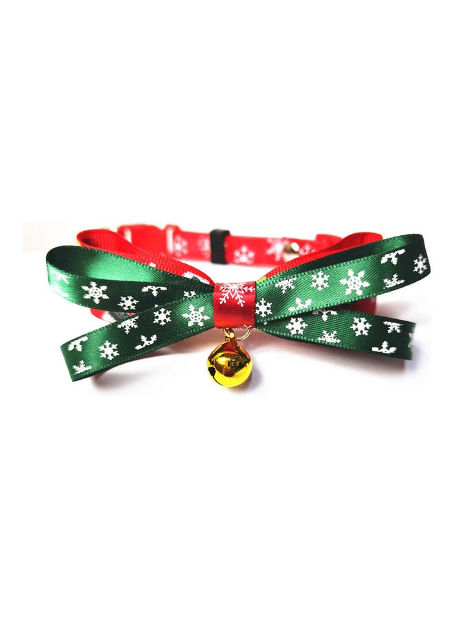 Loquat Adjustable Bell Neck Strap Collar Bow Tie Green/Red/White 30x10x1cm - Image 1