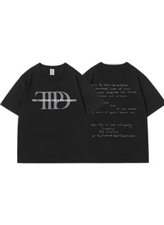 Taylor Swift Tshirt Tour Merchandise Eras Tour Short Sleeve round Neck Loose Fit Youthful Wool Blend Casual Abstract Pattern Tshirt TTPD 2 black