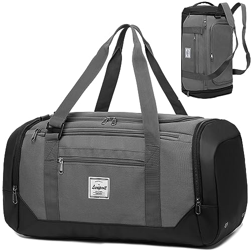 Laripwit Gym Bags for Men, 40L Medium Sports Travel Duffel Bag with Shoe Compartment & Wet Pocket Lightweight Gym Duffle Bag Backpack Multipurpose Weekender Overnight Backpack for Women, Gray - Image 1