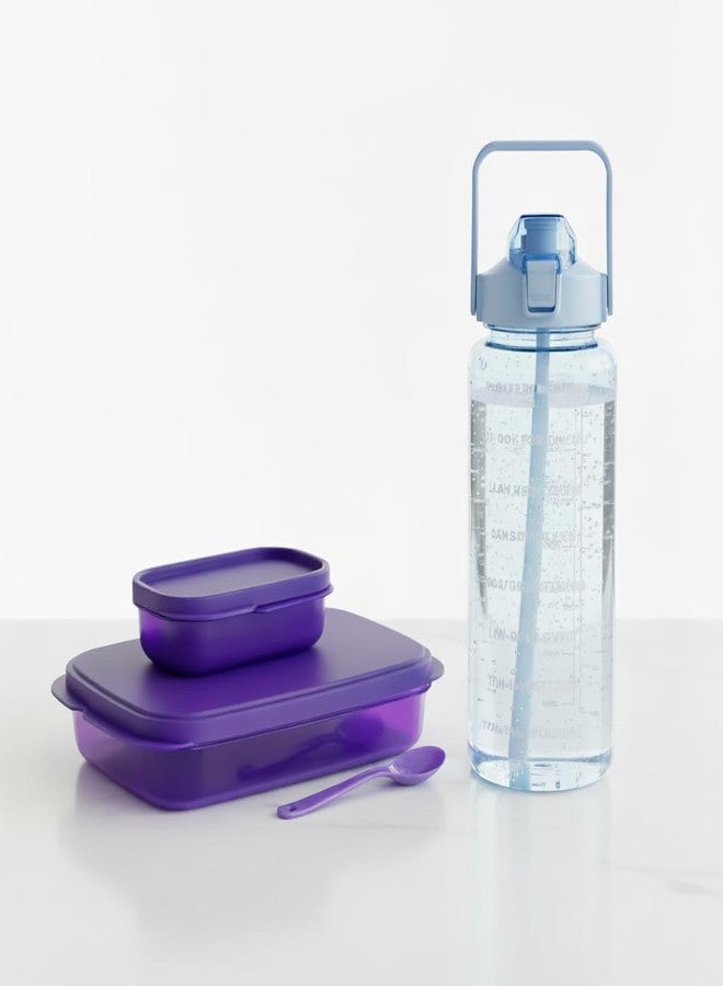 LAZYwindow Leak-Proof Sipper Bottle and Airtight Lunch Box Combo, BPA-Free, 2L, Daily Meal Set - Image 1