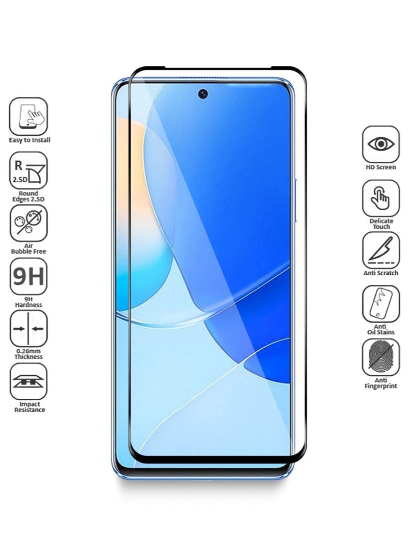 دبليو تيك واقي شاشة من الزجاج المقوى خماسي الأبعاد لهاتف Huawei Nova 9 SE / Huawei Nova 11i شفاف / أسود - Image 3