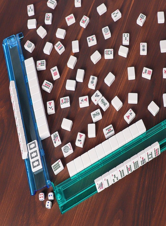 ZGME American Mahjong Set,166 White Tiles with Printed Rectangular Bag and Accessories,4 All-in-One Mahjong Racks with Pushers,Complete Western Mahjong Set - Image 4
