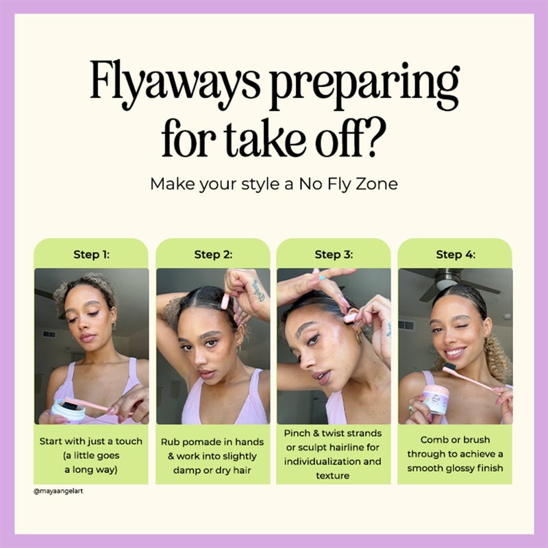 INH Hair Pomade for Flyaways | Water Based & Strong Hold Fly Away Hair Tamer | Sweat Proof No Fly Zone Pomade & Texturizer for Styling | Glossy Finish for a Sleek Look | 2oz - Image 4