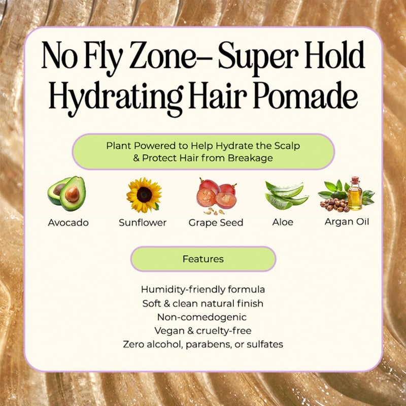 INH Hair Pomade for Flyaways | Water Based & Strong Hold Fly Away Hair Tamer | Sweat Proof No Fly Zone Pomade & Texturizer for Styling | Glossy Finish for a Sleek Look | 2oz - Image 3