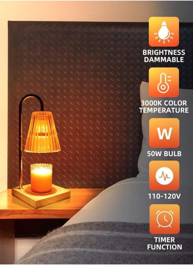 Candle Warmer Lamp with Timer Dimmer, Night Lamp with 3*50W Bulbs, Light Control Suitable for Aromatherapy Candles, Jar Candles, Candle Lights