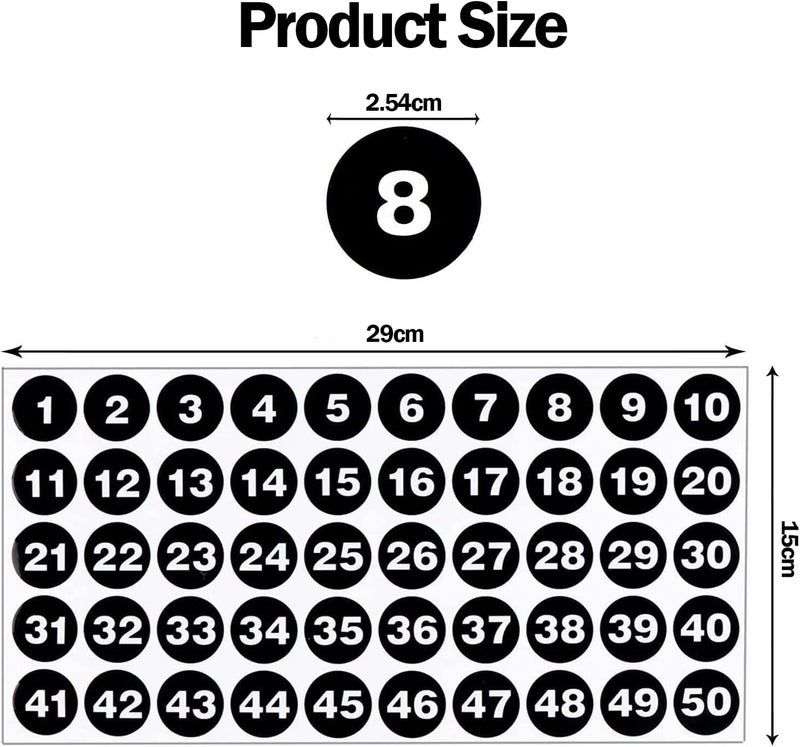 KASTWAVE Number Stickers, Consecutive Number Stickers (1-50) 2.54Cm Number Labels Waterproof Self-Adhesive Universal Label For Indoor Outdoor Daily Storage Uses (10 Sheets) - Image 5