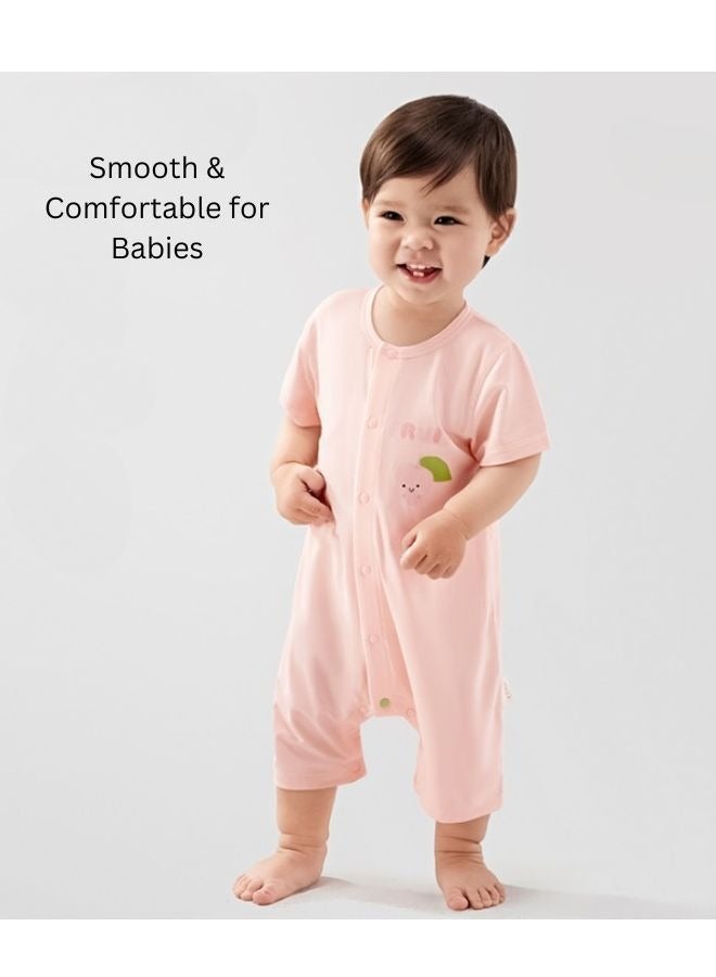 Be a better mom Unisex Baby Comfortable Organic Cotton Gauze short sleevesstraight-front jumpsuit - Image 3