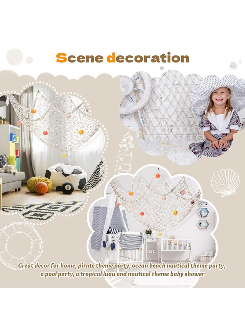 Generic - 2m x 1.5m Fishing Net Decoration, Marine Wall Door Hanging Decoration Net Nautical Fish Net with Sea Shells Home Decoration Netting for Wall Frame Photo Home Bedroom Bar Beach Party - Image 1