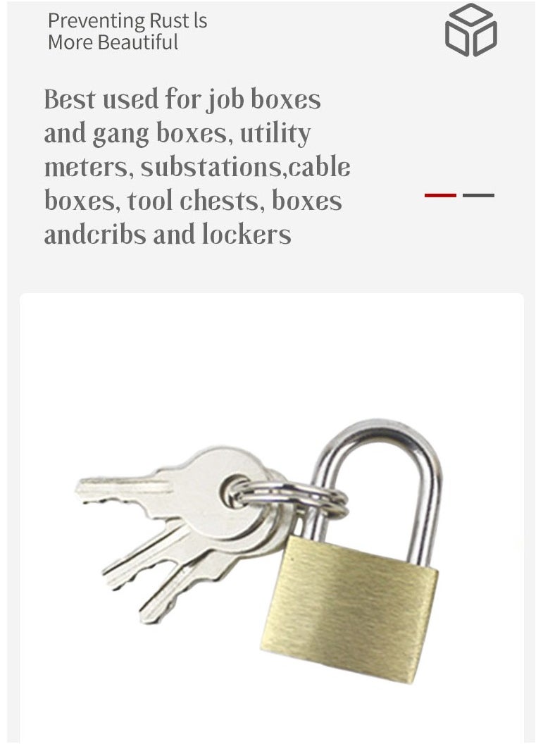 lock with three keys Combination Padlocks Luggage Locks Padlocks Hasps Keyed Padlocks Golden, Size 20mm, 4pc