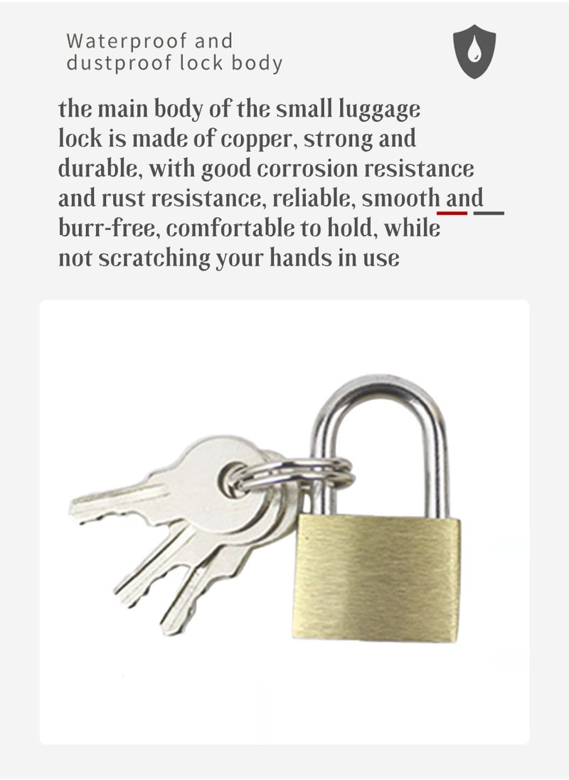 lock with three keys Combination Padlocks Luggage Locks Padlocks Hasps Keyed Padlocks Golden, Size 20mm, 4pc
