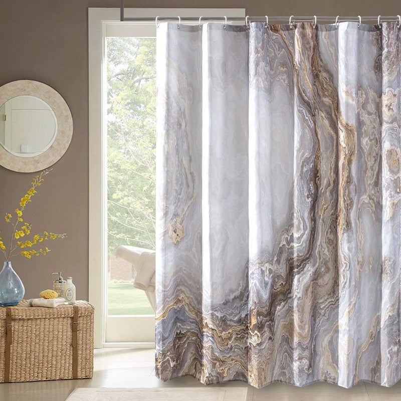 COSEVIER Shower Curtain Marble Texture for Bathroom, Polyester Fabric Waterproof Bathroom Decor,72x72 Inches,Stardard Size - Image 2