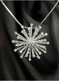 Flower Shape Pendant Necklace For Women - Platinum Plated, High Quality