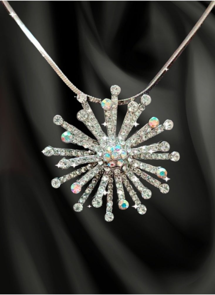 Dar - Flower Shape Pendant Necklace For Women - Platinum Plated, High Quality - Image 1