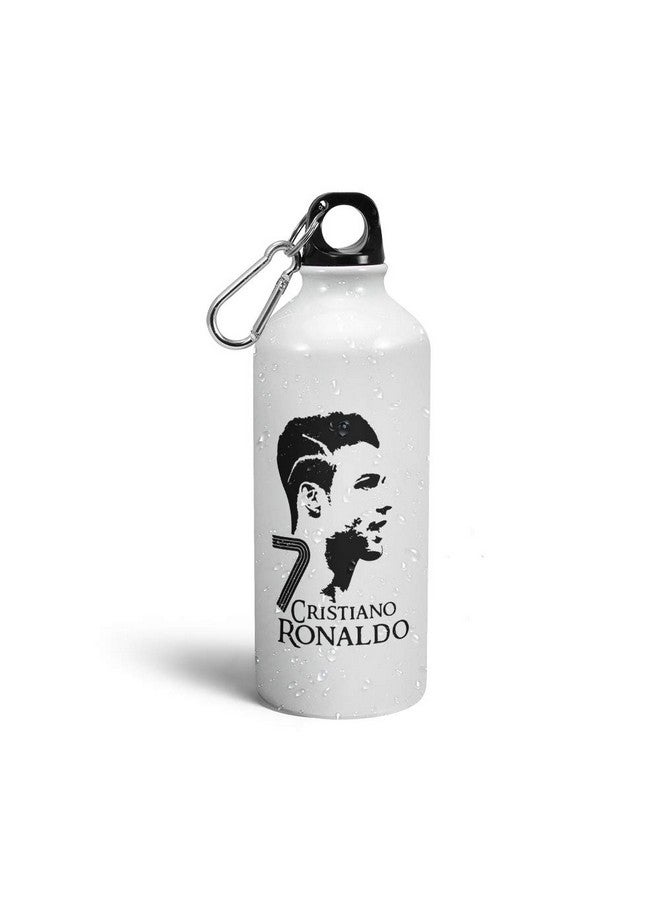 Prink Ronaldo Printed Aluminium Water Bottles , 600 ml , Pack of 1 , White - Image 1