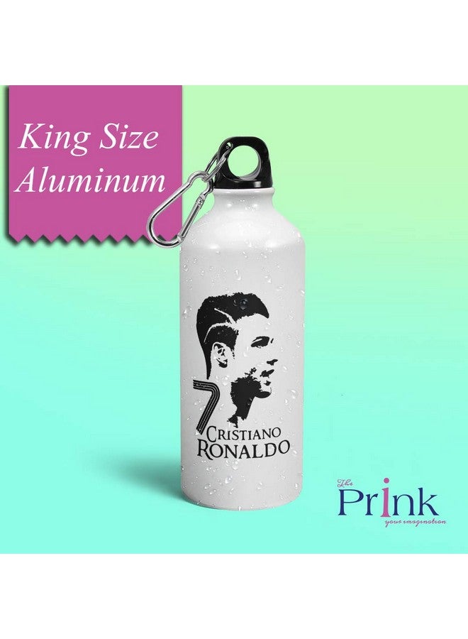 Prink Ronaldo Printed Aluminium Water Bottles , 600 ml , Pack of 1 , White - Image 2