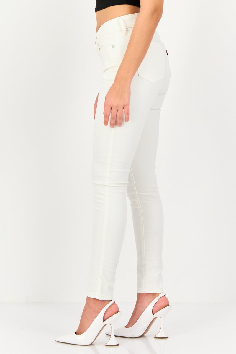 Levi's جينز ضيق للنساء، سادة، قابل للتمدد، أبيض فاتح - Image 4