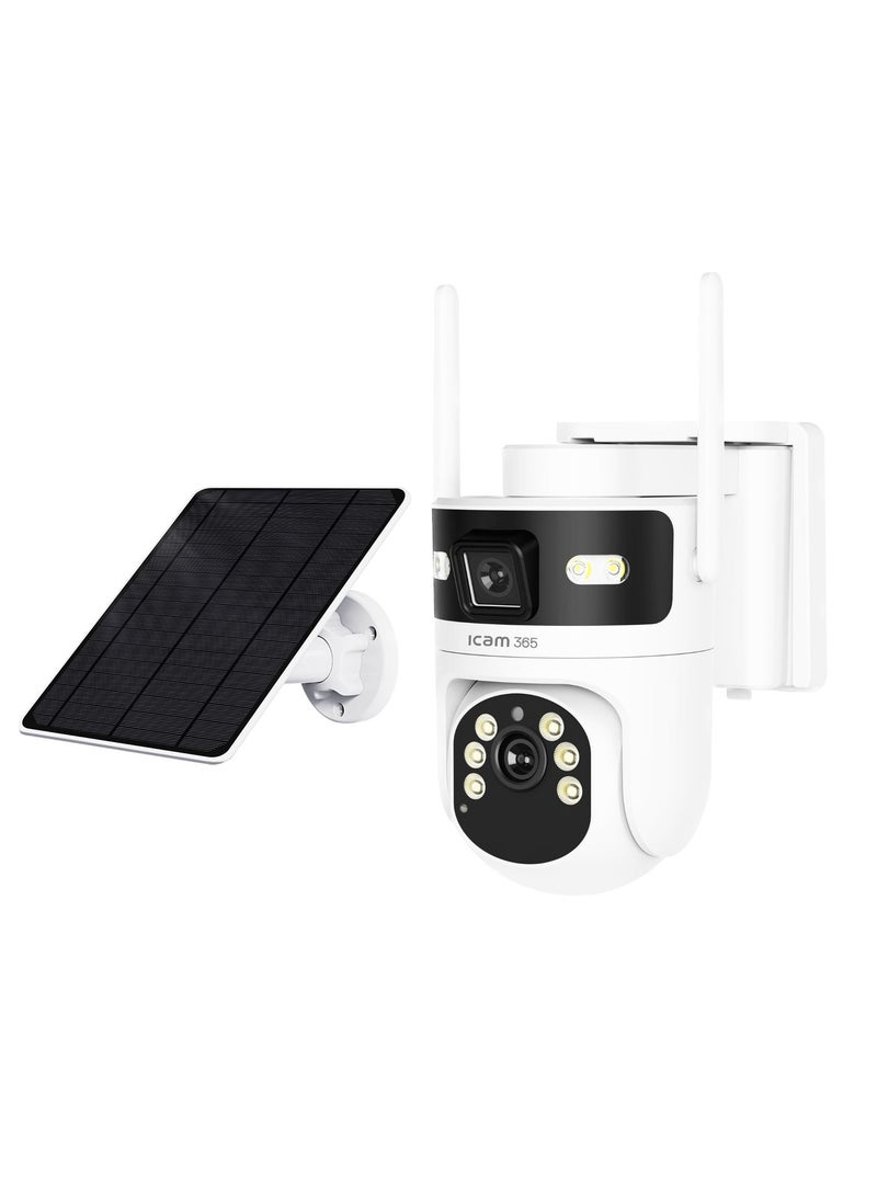 ICAM 365 4G Solar Security Camera with SIM Card Trial Pack, Dual Lens 4MP+4MP 2K AOV PTZ CCTV, 10400mAh Battery, AI Human Detection, Night Vision for Farm Construction Site Outdoor - Image 1